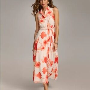 Donna Karan Orange and Pink Halter Maxi Dress